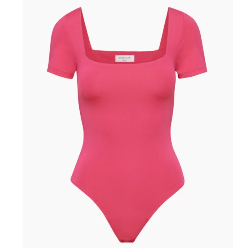 Aritzia Contour Squareneck Shortsleeve Bodysuit, Pink